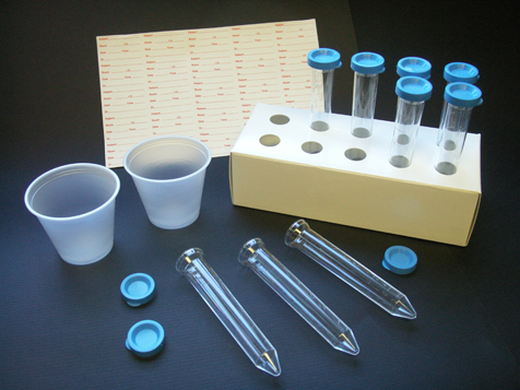 Globe Scientific Uri-Pak Urine Collection System, 12mL Flared Top Urine Tube, Blue Snap Cap, Collection Cups & ID Labels, 100/Bag, 5 Bags/Unit Image